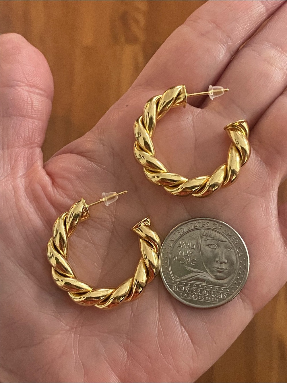 Gold Plated Twisted Hoop Earrings - Women Jewelry